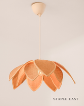 Woven Lotus Handwoven Ceiling Lamp | Traditional Pendant Light | Rattan Hanging lamp for Living Room