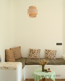 Cafe Baby Pink Ceiling Lamp | Romantic French Bistro Pendant | Rattan Hanging lamp for Restaurant | Cane Pendant light | Wicker ceiling light