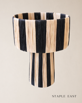 B&W Raffia Table Lamp