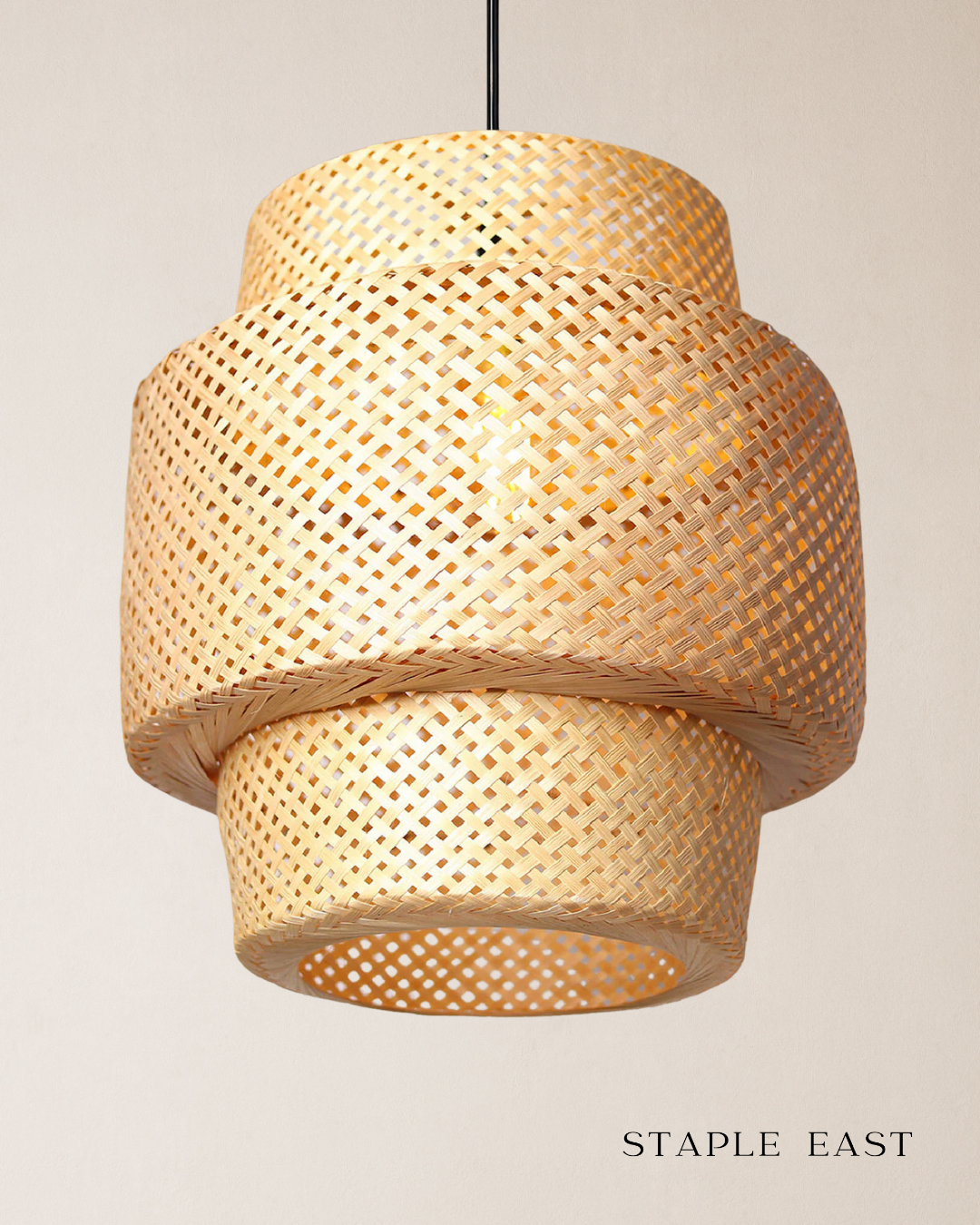 Hobo Ceiling Lamp | Bohemian Rustic Pendant Light | Rattan Hanging Lamp for Living Room