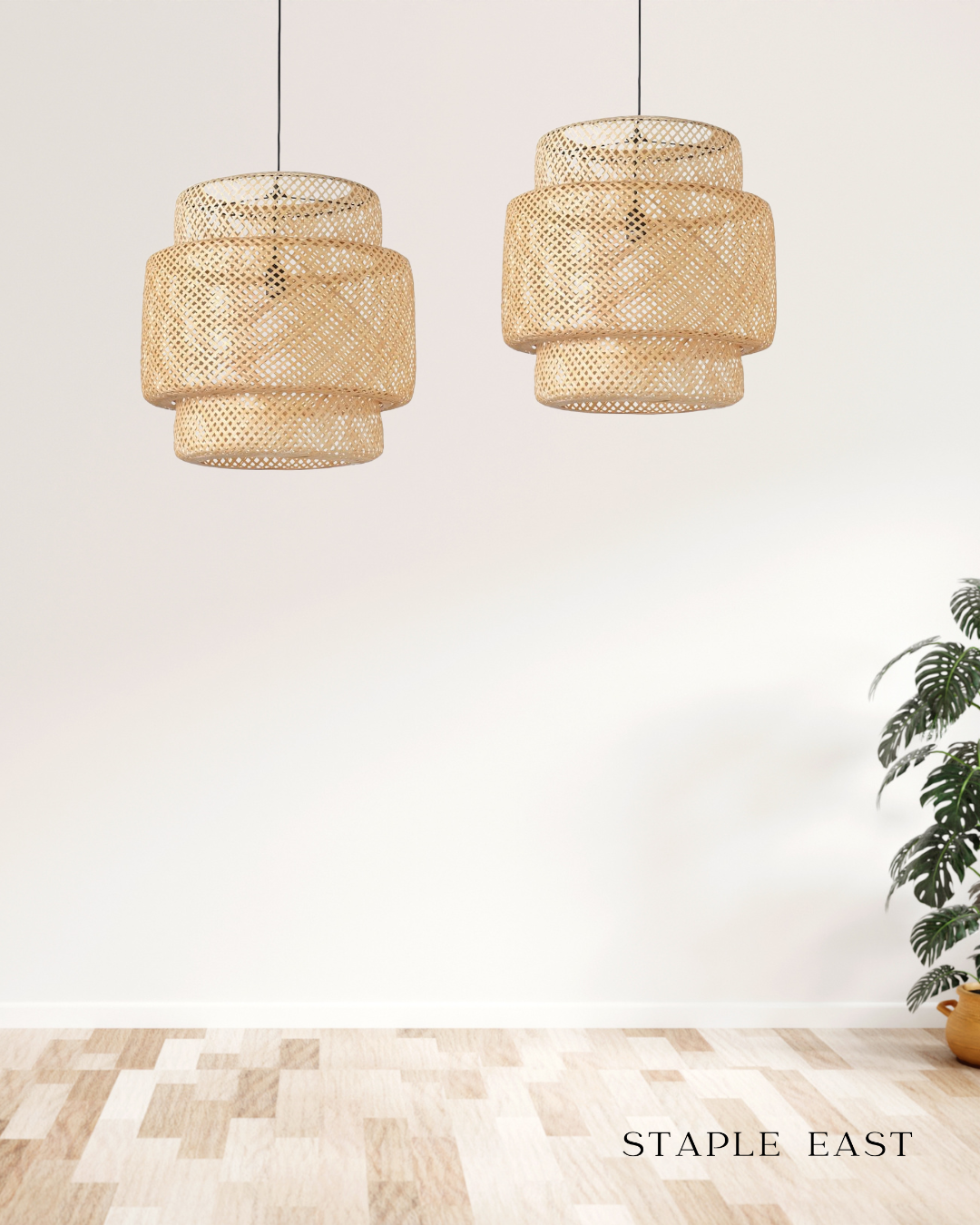 Hobo Ceiling Lamp | Bohemian Rustic Pendant Light | Rattan Hanging Lamp for Living Room