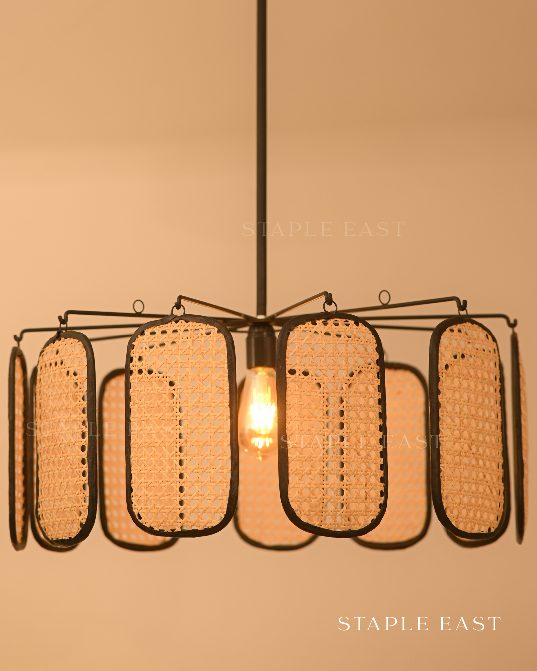 Axis Geometric Ceiling Lamp | Modern Architectural Pendant Lightt | Rattan Hanging lamp for Living Room