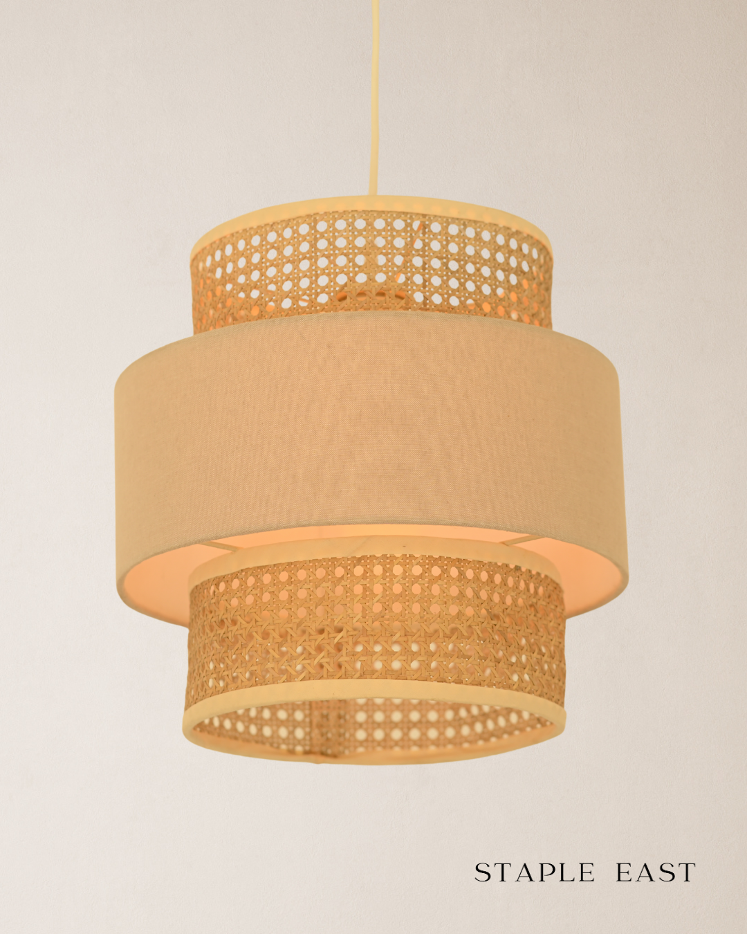 Cafe Baby Pink Ceiling Lamp | Romantic French Bistro Pendant | Rattan Hanging lamp for Restaurant | Cane Pendant light | Wicker ceiling light