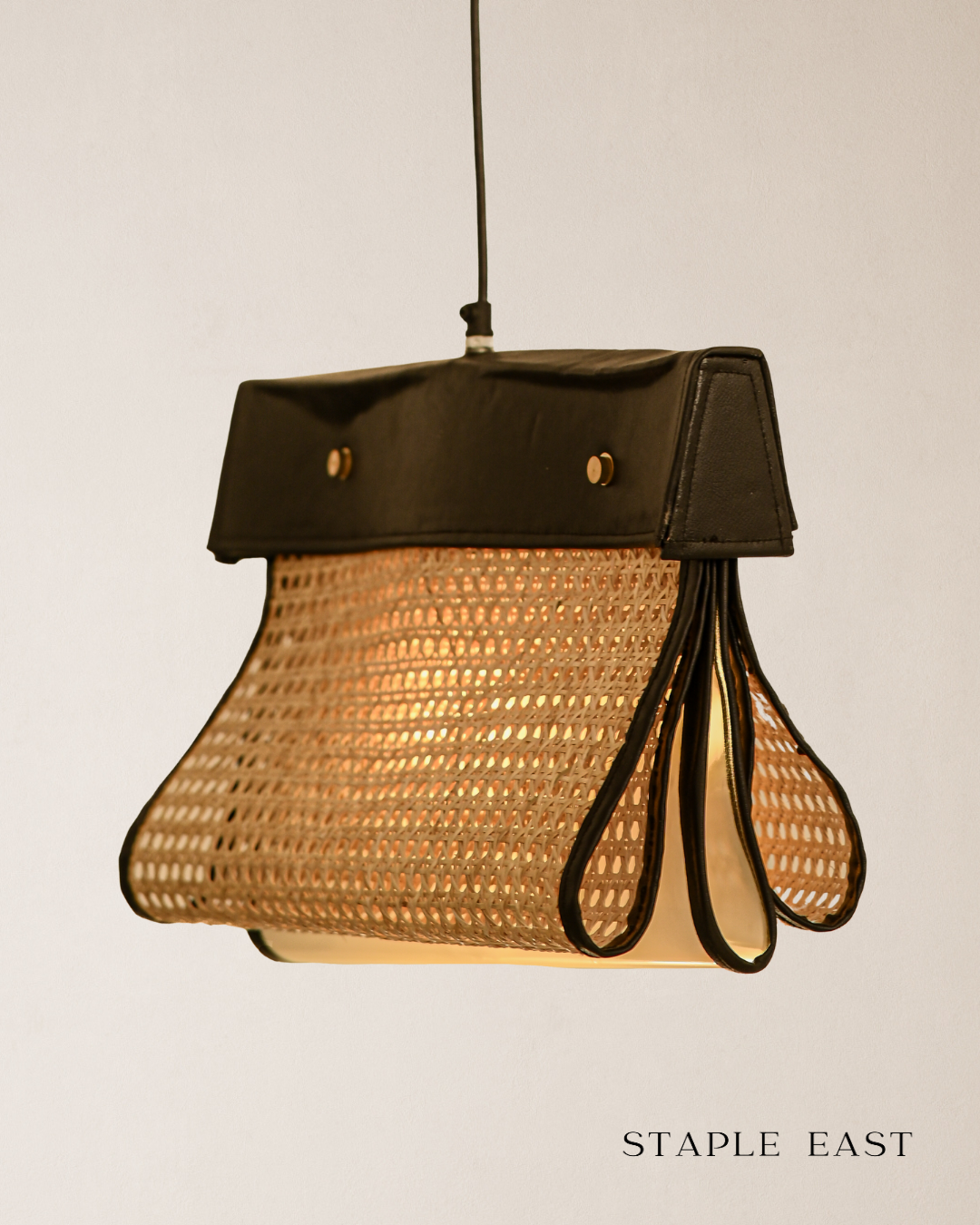Archive Black Ceiling Lamp | Modern Contemporary Pendant Lightt | Rattan Hanging lamp for Living Room