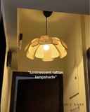 Blunt Lotus Ceiling Lamp | Artistic Zen Pendant Light | Rattan Hanging Lamp for Living Room
