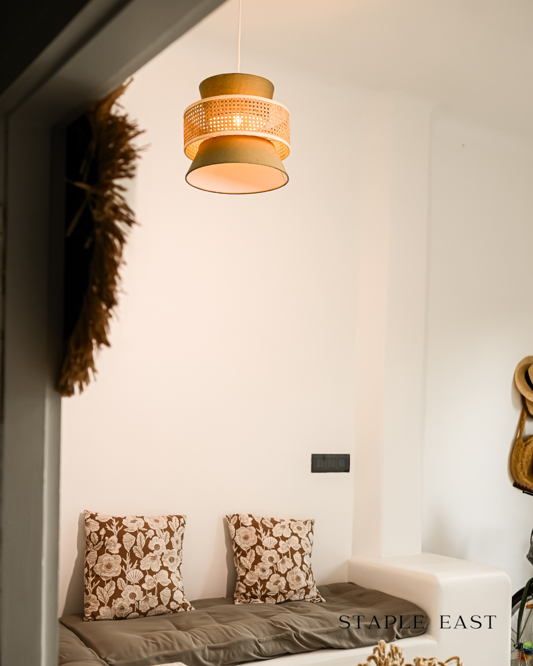 Cafe Olive Ceiling Lamp | Mediterranean Countryside Pendantt | Rattan Hanging lamp for Living Room