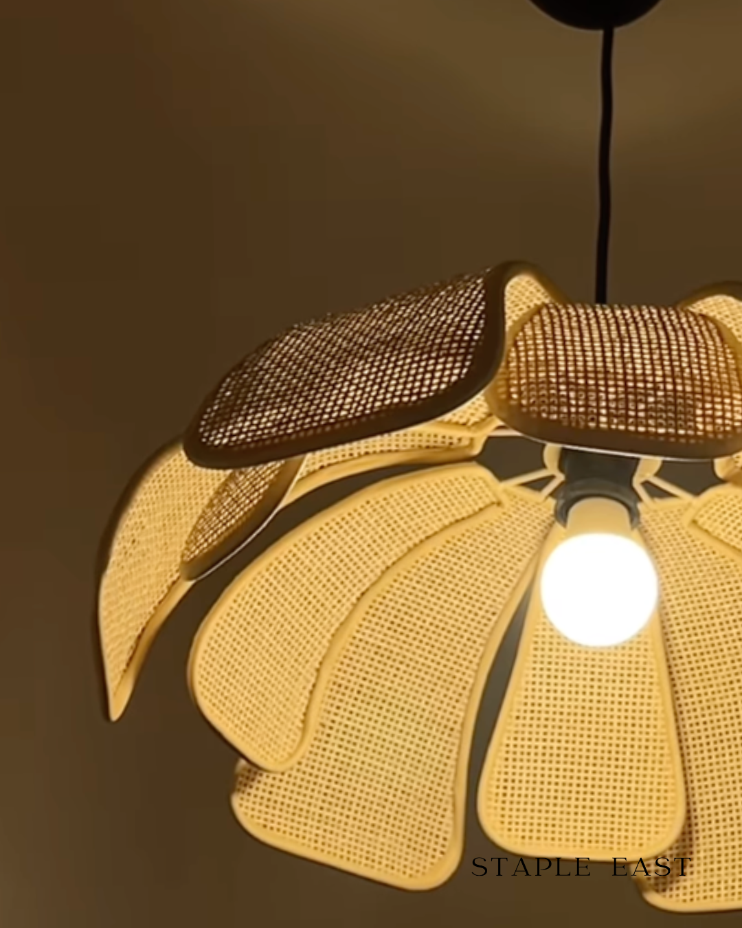 Blunt Lotus Ceiling Lamp | Artistic Zen Pendant Light | Rattan Hanging Lamp for Living Room