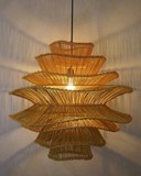 Resort Frequency Ceiling Lamp | Tropical Resort-Inspired Pendant Light | Rattan Hanging Lamp for Living Room