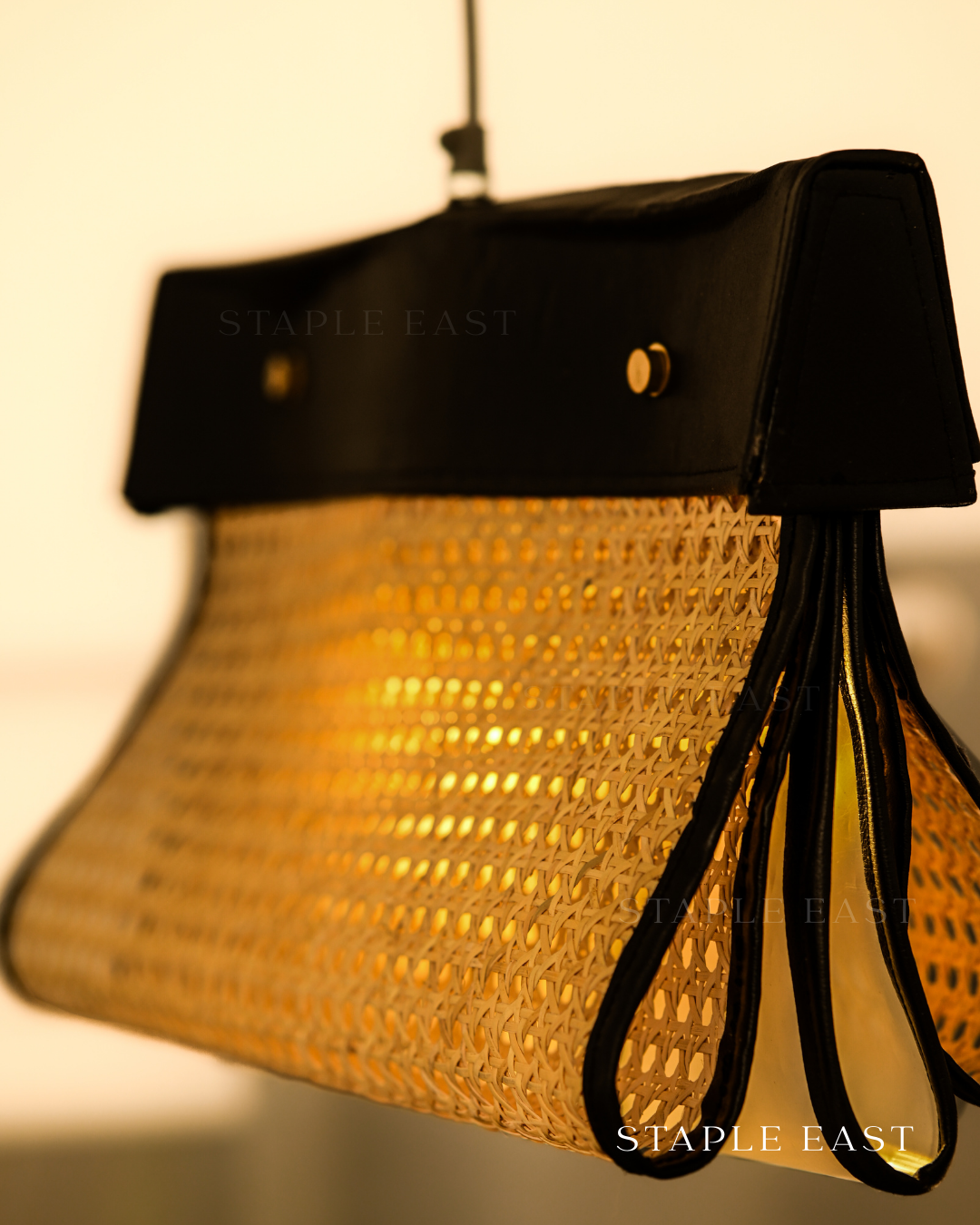 Archive Black Ceiling Lamp | Modern Contemporary Pendant Lightt | Rattan Hanging lamp for Living Room