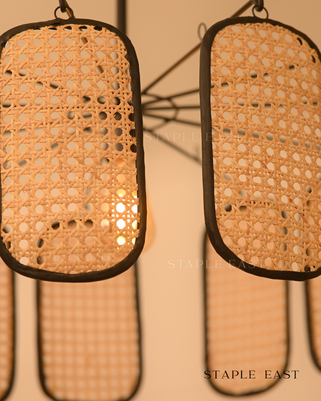 Axis Geometric Ceiling Lamp | Modern Architectural Pendant Lightt | Rattan Hanging lamp for Living Room