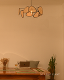 Prism Ceiling Lamp | Optical Light Effects Pendantt | Rattan Hanging lamp for Living Room