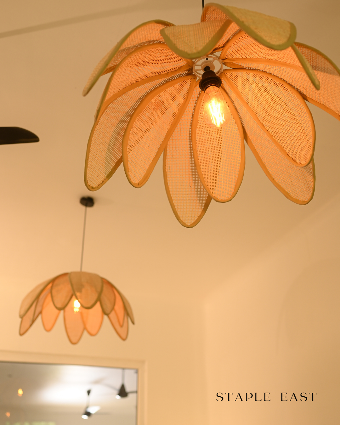 Wild Lotus Ceiling Lamp | Organic Bohemian Pendant Lightt | Rattan Hanging lamp for Living Room