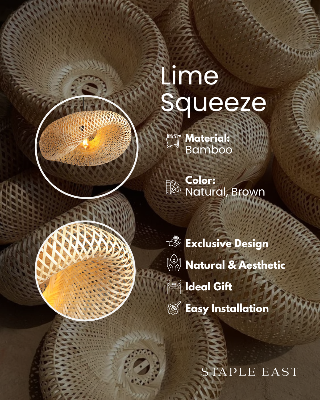 Lime Squeeze Ceiling Lamp | Vibrant Contemporary Pendant Light | Rattan Hanging Lamp for Living Room