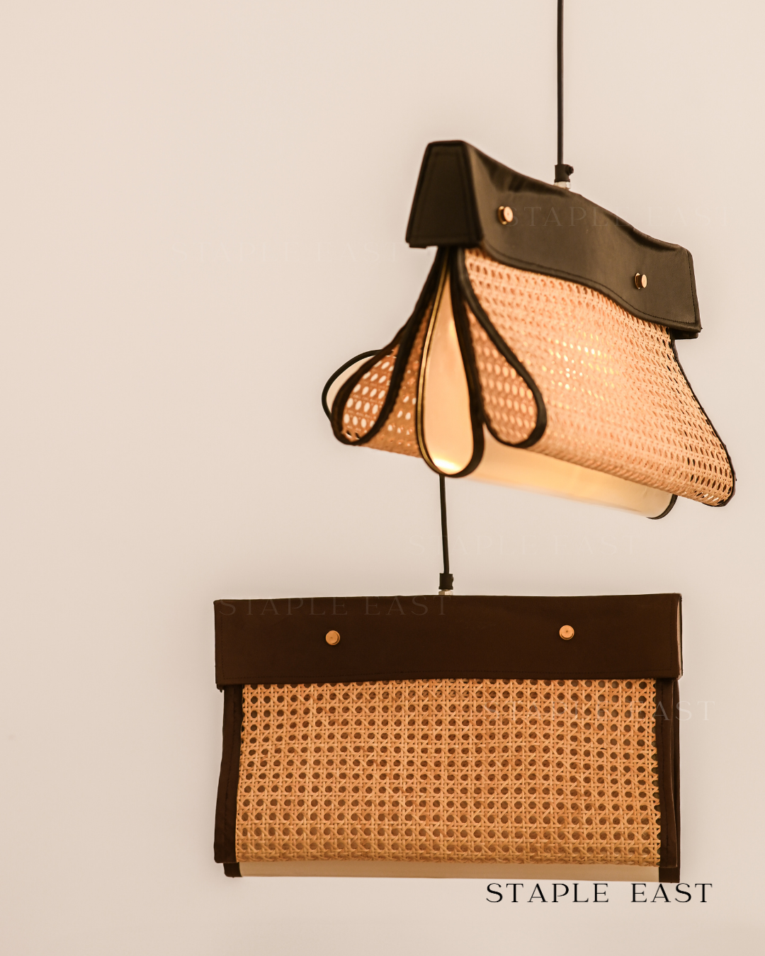 Archive Black Ceiling Lamp | Modern Contemporary Pendant Lightt | Rattan Hanging lamp for Living Room