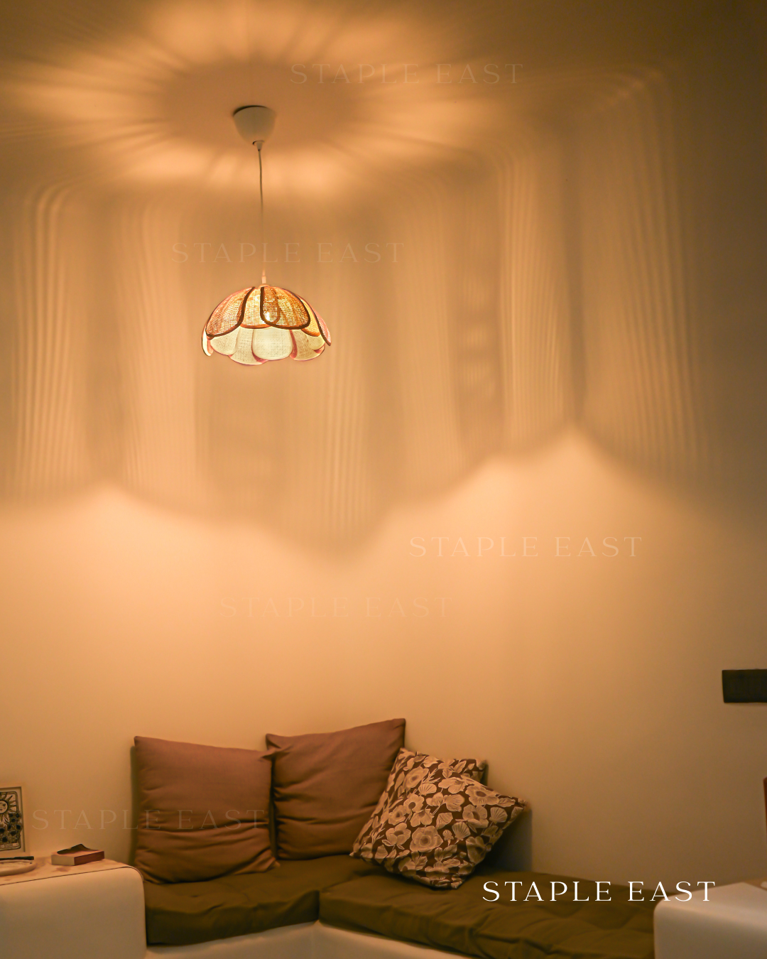 Cannes Natural Rattan Ceiling Lamp | Handwoven Pendant Light | Rattan Hanging lamp for Living Room