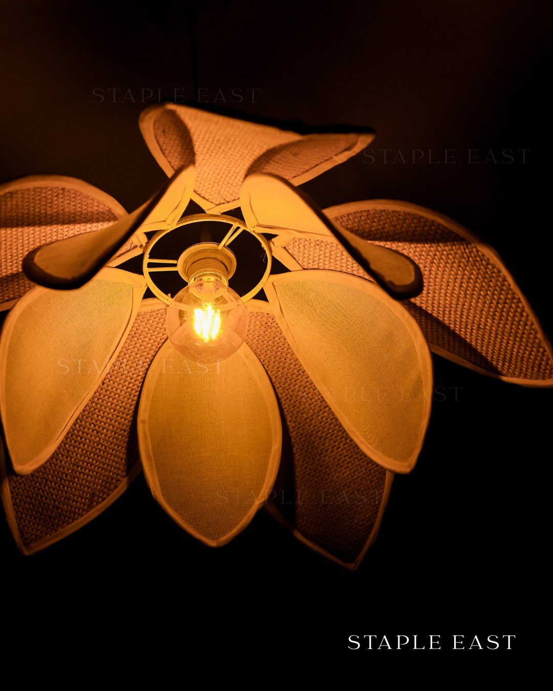 White Lotus Ceiling Lamp | Zen Minimalist Pendant Lightt | Rattan Hanging lamp for Living Room