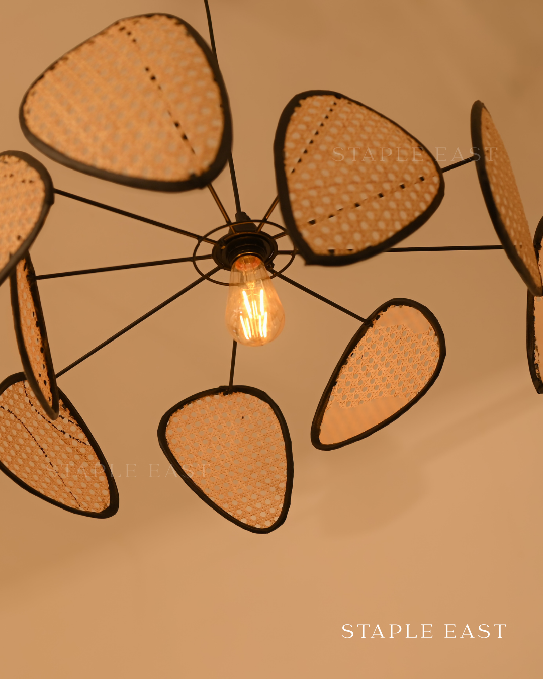 Prism Ceiling Lamp | Optical Light Effects Pendantt | Rattan Hanging lamp for Living Room