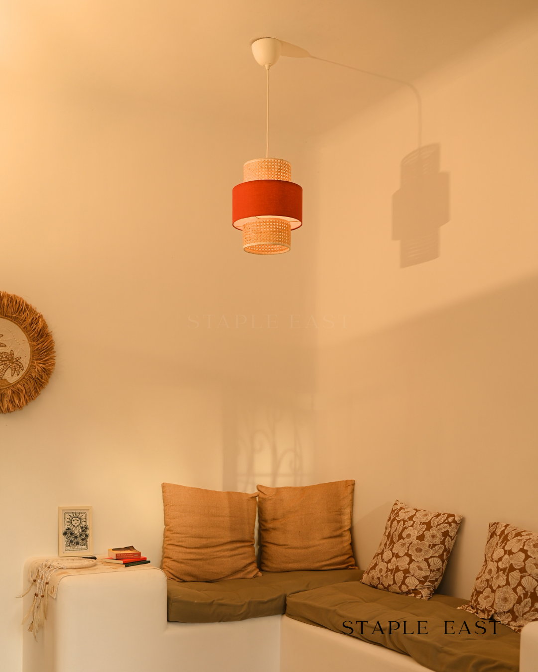 Cafe Rustic Orange Ceiling Lamp | Mediterranean Bistro Pendantt | Rattan Hanging lamp for Living Room