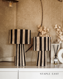B&W Raffia Table Lamp