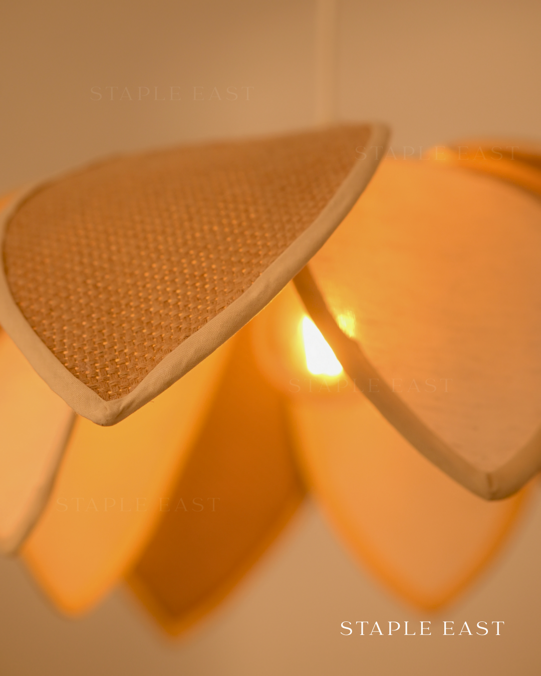 White Lotus Ceiling Lamp | Zen Minimalist Pendant Lightt | Rattan Hanging lamp for Living Room