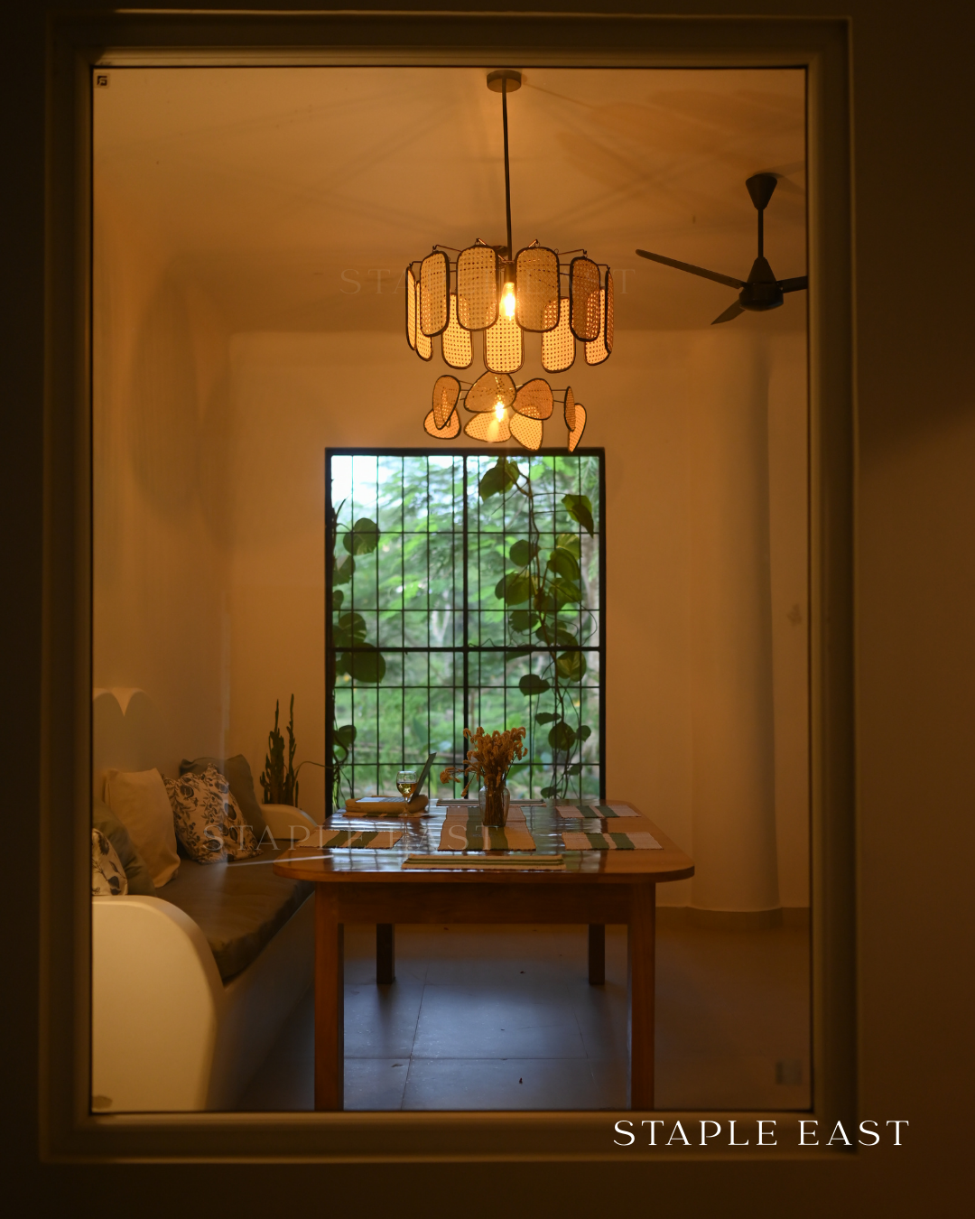 Prism Ceiling Lamp | Optical Light Effects Pendantt | Rattan Hanging lamp for Living Room