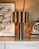 B&W Raffia Table Lamp