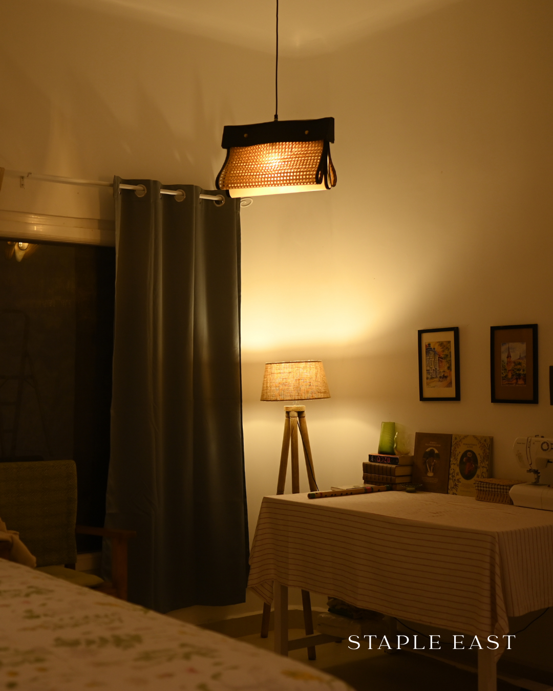 Archive Black Ceiling Lamp | Modern Contemporary Pendant Lightt | Rattan Hanging lamp for Living Room