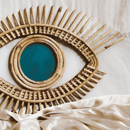 Magnificent Evil Eye Rattan and Cane Mirror - Staple East